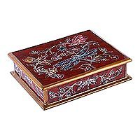 Reverse-painted glass decorative box,