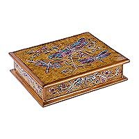 Reverse-painted glass decorative box,