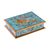 Reverse-painted glass decorative box, 'Dragonfly Sky' - Reverse-Painted Glass Dragonfly Box in Light Blue from Peru thumbail