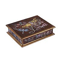 Reverse-painted glass decorative box,