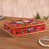 Reverse-painted glass decorative box,