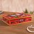 Reverse-painted glass decorative box, 'Dragonfly World in Scarlet' - Reverse-Painted Glass Dragonfly Box in Scarlet from Peru thumbail