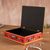 Reverse-painted glass decorative box, 'Dragonfly World in Scarlet' - Reverse-Painted Glass Dragonfly Box in Scarlet from Peru (image 2b) thumbail
