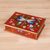 Reverse-painted glass decorative box, 'Dragonfly World in Scarlet' - Reverse-Painted Glass Dragonfly Box in Scarlet from Peru (image 2c) thumbail