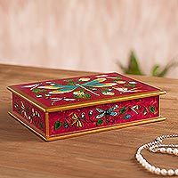 Reverse-painted glass decorative box,