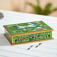 Reverse-painted glass decorative box,