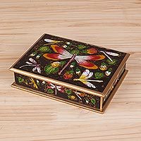 Reverse-painted glass decorative box,