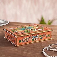Reverse-painted glass decorative box,