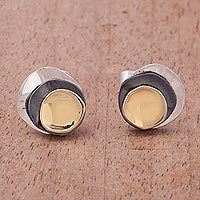 Gold accent sterling silver stud earrings,