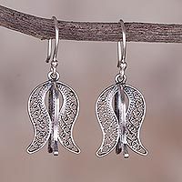 Sterling silver filigree dangle earrings,