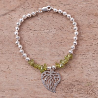 Peridot beaded bracelet, Mystic Leaf