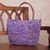 Jute shoulder bag, 'Sweet Purple' - Hand Knit Jute Shoulder Bag in Purple and Ecru thumbail