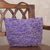 Jute shoulder bag, 'Sweet Purple' - Hand Knit Jute Shoulder Bag in Purple and Ecru (image 2b) thumbail