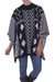 100% baby alpaca poncho, 'Hypnotize in Black' - Black and White Baby Alpaca Poncho with Geometric Pattern thumbail