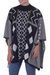 100% baby alpaca poncho, 'Hypnotize in Black' - Black and White Baby Alpaca Poncho with Geometric Pattern (image 2c) thumbail