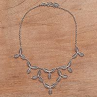 Sterling silver filigree pendant necklace,