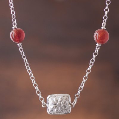 Agate station necklace, Garden Stroll