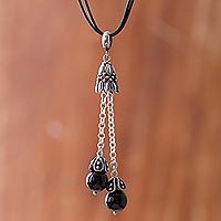 Obsidian pendant necklace,