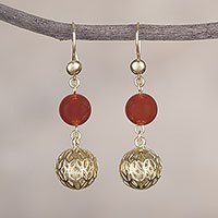 Gold plated agate dangle earrings,