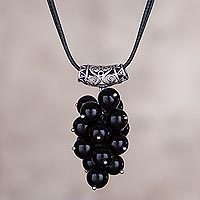 Obsidian pendant necklace,