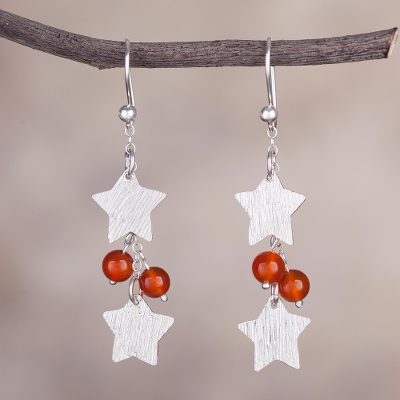 Carnelian dangle earrings, Racing Stars