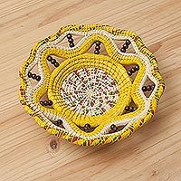 Chambira tree fiber decorative basket,