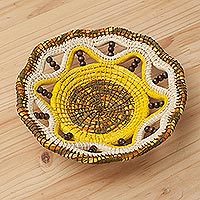 Chambira tree fiber decorative basket,