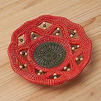 Chambira tree fiber decorative basket,