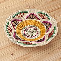 Chambira tree fiber decorative basket,