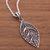 Sterling silver filigree pendant necklace, 'Mystery of the Forest' - Handcrafted Sterling Silver Filigree Leaf Necklace from Peru (image 2b) thumbail