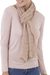 100% baby alpaca scarf, 'Stylish Ecru' - Knit 100% Baby Alpaca Wrap Scarf in Ecru from Peru (image 2b) thumbail