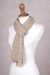 100% baby alpaca scarf, 'Stylish Ecru' - Knit 100% Baby Alpaca Wrap Scarf in Ecru from Peru (image 2f) thumbail