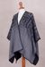 Reversible alpaca blend ruana cape, 'Paracas Shadows' - Paracas Pre-Hispanic Theme Alpaca Blend Reversible Cape (image 2b) thumbail