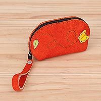 Suede wristlet,