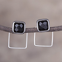 Obsidian drop earrings,