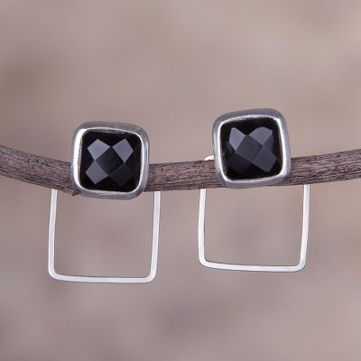 Obsidian drop earrings, Sweet Squares