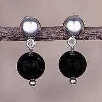 Obsidian dangle earrings,
