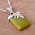 Serpentine pendant necklace, 'Fantastic Paradise' - Floral Serpentine and Silver Pendant Necklace from Peru (image 2b) thumbail