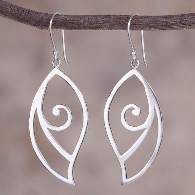 Sterling silver dangle earrings, Fantastic Leaves