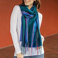 Featured review for Baby alpaca blend scarf, Altiplano Sky