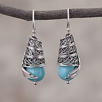 Amazonite filigree dangle earrings,