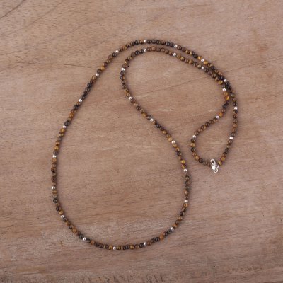 Tigers eye long beaded necklace, Mystery of the Jungle