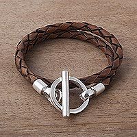 Leather braided wrap bracelet,