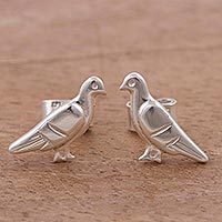 Sterling silver button earrings,