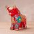 Ceramic sculpture, 'Steadfast Pucara Bull in Red' - Red Ceramic Bull Sculpture with Floral Designs from Peru thumbail