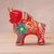 Ceramic sculpture, 'Steadfast Pucara Bull in Red' - Red Ceramic Bull Sculpture with Floral Designs from Peru (image 2b) thumbail