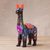 Ceramic sculpture, 'Floral Llama in Black' (5 inch) - Hand-Painted Llama Sculpture in Black (5 Inch) from Peru thumbail
