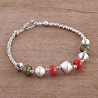 Quartz beaded pendant bracelet,