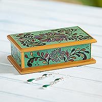 Reverse painted glass decorative box,