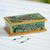Reverse painted glass decorative box, 'Amazon Lake' - Floral Reverse Painted Glass Decorative Box from Peru thumbail